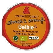 Vista principal del paté Gelbi remolacha cebolla bio  50gr  Zwergenwiese