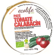 Vista principal del paté tomate y calabacín 50gr bio Ecolife