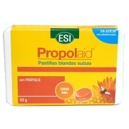 Vista frontal del propolaid pastillas blandas Suizas sabor miel ( sin azúcar) 50 gr Esi en stock