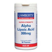 Vista delantera del ácido alfa Lipoico 300mg 90 tabletas Lamberts en stock