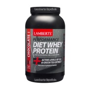 Vista frontal del diet Whey Protein (sabor Chocolate) 1Kg Lamberts Sport en stock