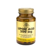 Vista frontal del acido Alfa Lipoico 200mg  50 cápsulas Solgar en stock