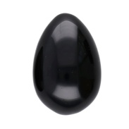Vista frontal del huevo yoni grande de obsidiana Vives de la cortada en stock