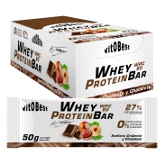 Vista frontal del barrita Whey Protein Bar by Torreblanca (caja) Chocolate en stock