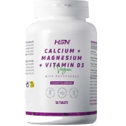 Vista frontal del calcio+ magnesio+vitamina D3 120 compr vegan HSN en stock